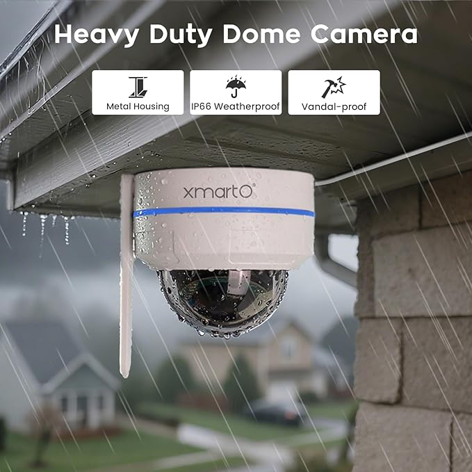 xmartO [AI Tracking Dome CAM 2K HD Metal Dome PTZ Wireless Security Camera with Automatic Tracking, 2-Way Audio and Night Vision (Standalone WiFi Camera, Works with WiFi Router Only)