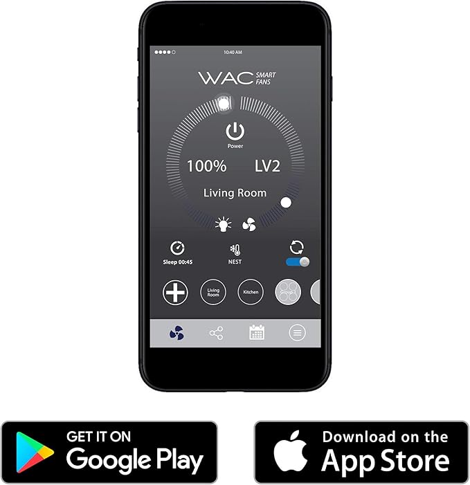 WAC Smart Fans Odyssey Indoor and Outdoor 5-Blade Ceiling Fan 54in Brushed Nickel with 3000K LED Light Kit and Remote Control works with Alexa and iOS or Android App