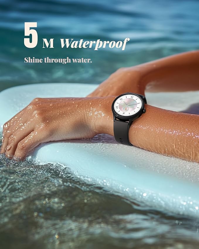 Smart Watch for Women, Smartwatch Compatible Android and iOS Phone, Answer/Make Calls, Fitness Tracker/Step Counter/Running Watch, Sleep/Heart Rate Monitor, 100 Sports, IP68 Waterproof, Black