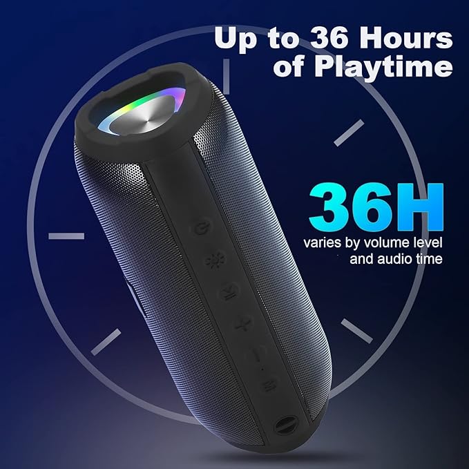 Bluetooth Speakers, Portable Bluetooth Speaker Wireless with 20W Loud Stereo Sound, TWS Pairing for Outdoor, IPX6 Waterproof Shower Speakers, 36H Playtime, Built-in Mic Radio Mode RGB Lights Speakers