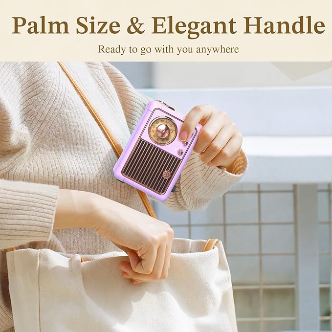 PRUNUS J-999 Retro Bluetooth Speaker,Vintage Decor,Mini Wireless Bluetooth Speaker,Cute Old Fashion Style Support USB/TF Card/AUX for Kitchen Desk Bedroom Office Party Outdoor（Exclusive Purple）