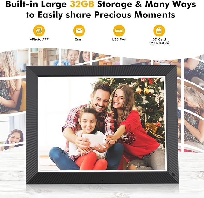Large Digital Picture Frame 16.2-inch Digital Photo Frame - 32GB Wireless Digital Frame with Touchscreen, Auto Rotate, Wall Mountable, Motion Sensor, Send Photos via Email App Instantly, Warmful Gift