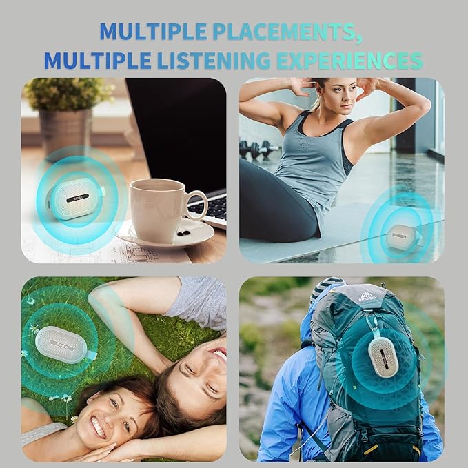 SOWO Wireless Portable Small Speaker, Ultra Magnetic Bluetooth Speaker for Golf Cart, Coverless IP67 Waterproof, 24 H Playtime, Pro Sound, Clip Hanging Design for Outdoor, Indoor - White