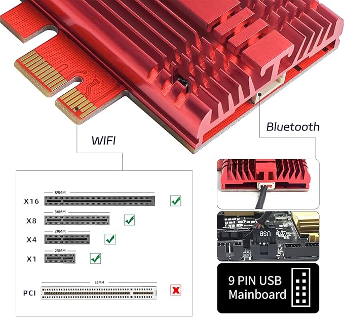 WiFi Card 6E 5400Mbps (6GHz&5Ghz&2.4GHz) PCIe WiFi 6E Card, Bluetooth 5.3, AX210 Module Inside,PCI-E Wireless WiFi Network Adapter Card for Desktop PC Windows10/11 64bit
