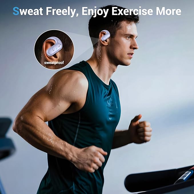 for Wireless Earbuds,Sport Bluetooth 5.4 Headphones,Over Ear Buds with Deep Bass Sound,60H Playtime Clear Calls Earphones Redesigned Comfort Fit with Earhooks for Running,Meeting,Workout-Purple