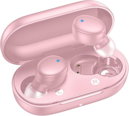 kurdene Wireless Earbuds Bluetooth 5.3 in Ear Buds Light Weight Headphones,Deep Bass Sound,Built in Mics Headset,Clear Calls Earphones for Sports Workout Pink