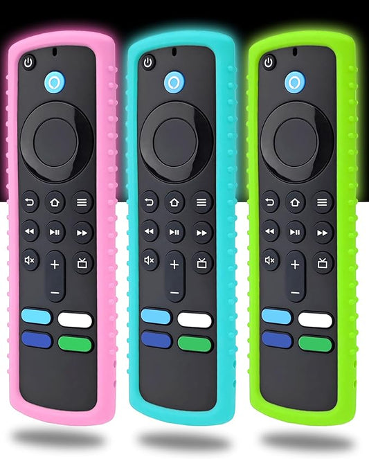 (3 Pack) Protective Cover for Fire TV Stick Remote, Friendly Silicone Material, DropProof, DustProof, Washable, Compatible with Most Models of Fire Stick 4k Remote Case, FireTV Remote Skin