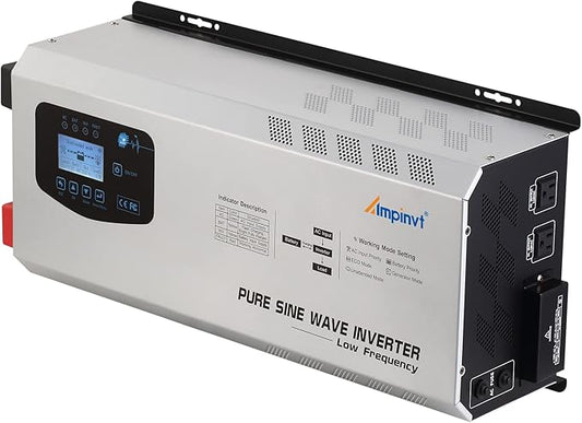 5000W Peak 15000watts Pure Sine Wave Power Inverter 48V DC to 120/240V AC Split Phase with Battery AC Charger,Off Grid Low Frequency Solar Inverter for Home