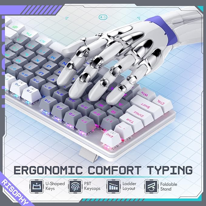 Wireless Mechanical Keyboard, Triple Mode 2.4G/USB-C/Bluetooth Gaming Keyboard, 104 Keys Programmable, Customize RGB Backlit, Red Switch, Bicolor PBT Keycaps, Rechargeable Wired for Laptop PC