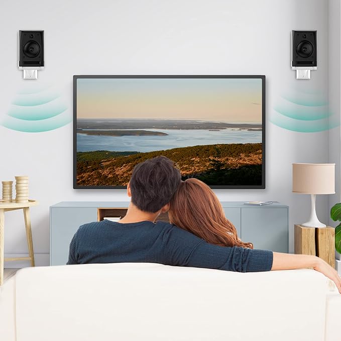 WALI Speaker Wall Mounts, Dual Side Clamping Bookshelf Mounting Bracket for Large Surrounding Sound Speakers, Hold up to 55 lbs. (SWM201-W), 1 Pair, White