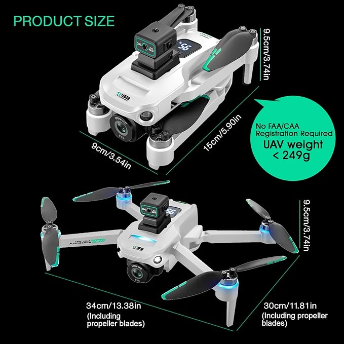 Drone with Camera 4k, GPS HD Drones for Adults, Remote Controller with Screen, Obstacle Avoidance, Brushless Motor FPV, 5G Transmission, 3 Battery, Professional (3 Battery+White)