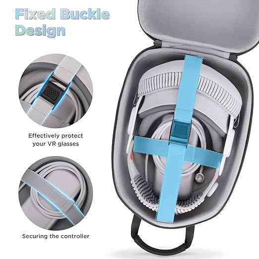 FOREGOER Hard Carrying Case Compatible with Meta Quest 3S/Quest 3/Oculus Quest 2 Official Original/Elite Strap VR Gaming Headset, Portable Travel Vision Pro Case for Touch Controllers Accessories