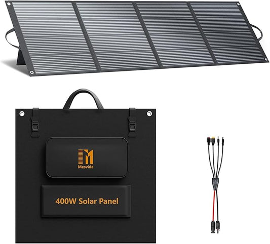 400 Watt Portable Folding Solar Panels IP68 Waterproof ETFE Coating 41V MC4 Output for Power Stations Solar Generator Camping Off-Grid RV Emergency Backup