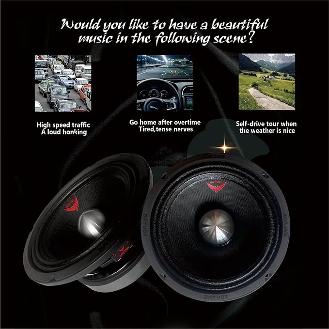 MX80S2 Midrange Loudspeaker 8" Silver Bullet, 700W Max, 4 Ohms, Premium Quality Audio Door Speakers for Car or Truck Stereo Sound System, Black (1 Speaker)