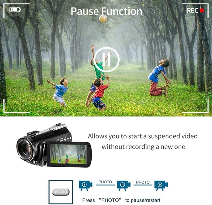 ORDRO AC5 Plus 4K Video Camera Camcorder, UHD Professional Camcorder 4K with 12x Optical Zoom, YouTube Video Camera for Filming with Mic, Video Light, Wide Angle Lens 64G Card and 2 Batteries