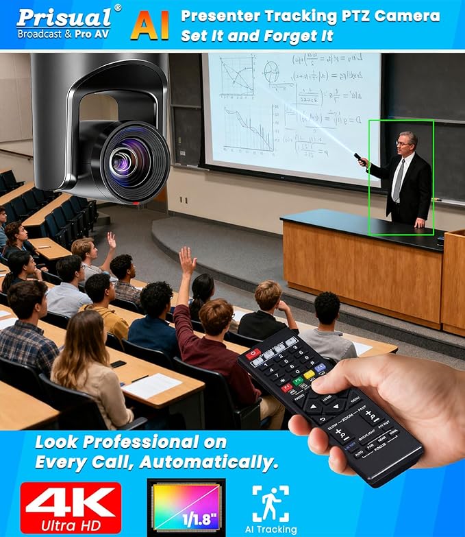 4K HDMI/IP/USB PTZ Camera 20X, Advanced PTZ Auto Tracking Camera, 1/1.8”4K UHD 30P with Built-in Tally Light for Church Conference Events, PoE, PT20X-4K (NDI Upgrade for Free)