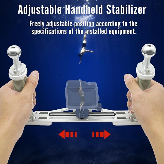 NS10 Underwater Camera Tray extendable Handle Grips Bracket for gopro,pt059,rx100 uw Camera housing Universal Soft Handle with Aluminum and Rubber Material (White)