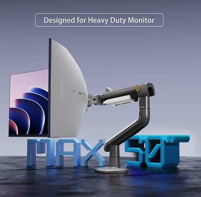 Gaming Monitor-Arm for Flat/Ultrawide/Curved Monitors 27'' to 50 inch, Heavy Duty Mount Load up to 18 kg, VESA 75/100 mm Monitor-Mount A5