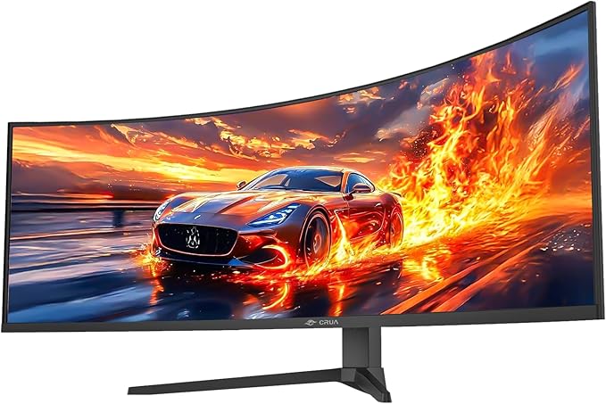 CRUA 49" Curved Gaming Monitor | DQHD(5120 * 1440), 144Hz/165Hz, 1500R, 32:9, AMD FreeSync, 120% sRGB, Height Adjustable Ultra-Wide Screen Monitors, HDMI 2.1 & DP 1.4, Wall Mount Install- Black