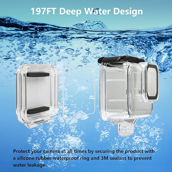 Suptig Waterproof Case Protective Housing Underwater Dive Housing for GoPro Hero 12/Hero 11/Hero 10/Hero 9 Black Waterproof 164F