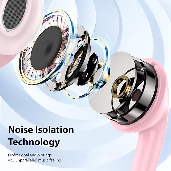 USB C Earbuds USB Type-C Headphones for iPad 10th Generation iPhone 17 Air 16 15 Pro Max Samsung S21 Wired Headphone Earphones with Microphone Volume Control Noise Isolating HiFi Stereo Headset Pink