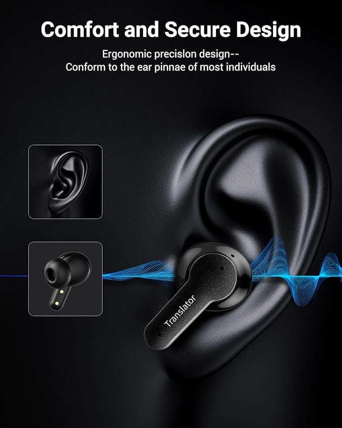 XUPURTLK Translation Earbuds Real Time for 144 Languages, AI Translator Earbuds for iPhone and Android, 3-in-1 Translation Headphones Translating Earbuds for Travel Business Learning