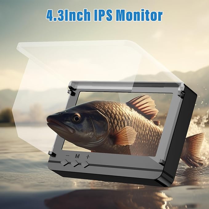 Underwater Fishing Camera, 4.3 Inch Portable Night Vision Fish Finder HD 1000 TVL Infrared Waterproof Camera LCD Monitor 15M Cable for Ice Dark Fishing Lake Sea Boat Kayak