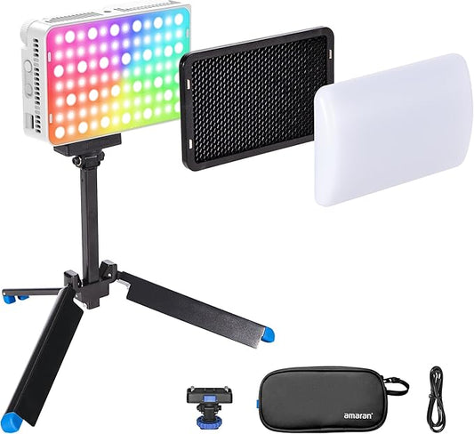 Amaran Ace 25c Kit, Pocket RGBWW LED Light, Boost Mode Up to 32W, Full-Color Mini Video Light (2,300-10,000K), 1,171 Lux@1m at 5,600K, 4500mAh Battery with PD Charging for Mobile Creators (White)