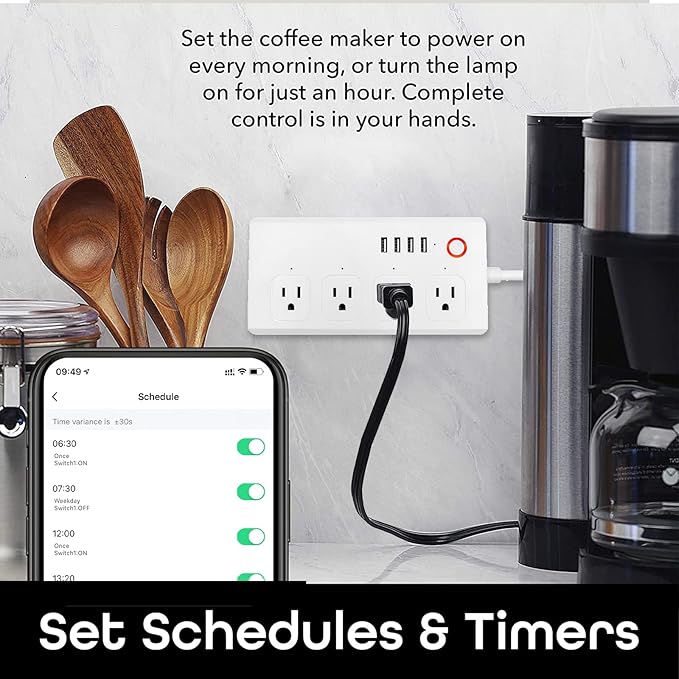 Smart Power Strip, UseeLink WiFi Surge Protector Compatible with Alexa & Google Home, Smart Plug with 4 USB Ports & 4 AC Outlets, Voice and Remote Control & Timer Schedule, 5ft Extension Cord