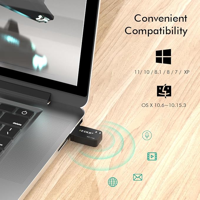 1300Mbps USB 3.0 Wireless WiFi Adapter for PC, USB Wi-Fi Dongle AC Mini Network Adapters 802.11ac 2.4GHz/5GHz Built-in Antenna for Windows 11/10/7/8/8.1/XP Mac OS 10.15 and Below