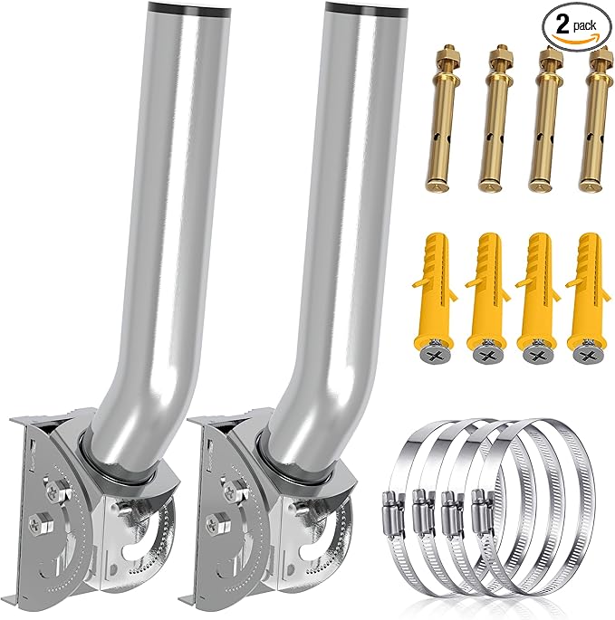 Universal Wireless Bridge Bracket Mount, 12‘’(H) - Φ1.38‘’ Pole and Wall Mounted Stainless Steel Antenna Mounting Bracket kit for Outdoor TV Antennas, Network WiFi Extender, Acess Point, CPE (2-Pack)