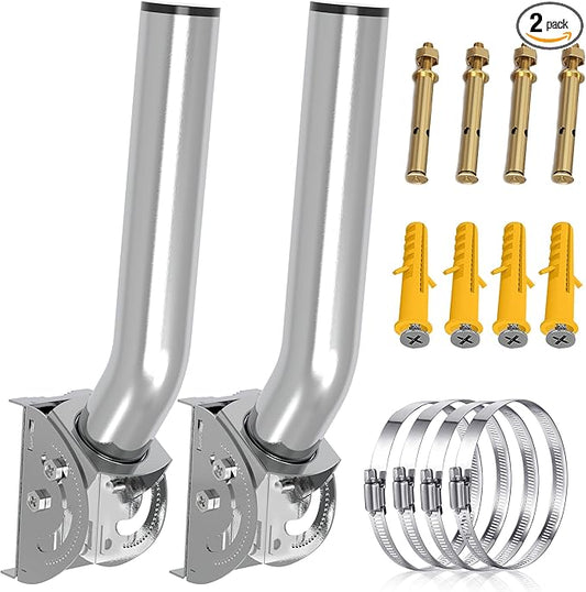 Universal Wireless Bridge Bracket Mount, 12‘’(H) - Φ1.38‘’ Pole and Wall Mounted Stainless Steel Antenna Mounting Bracket kit for Outdoor TV Antennas, Network WiFi Extender, Acess Point, CPE (2-Pack)