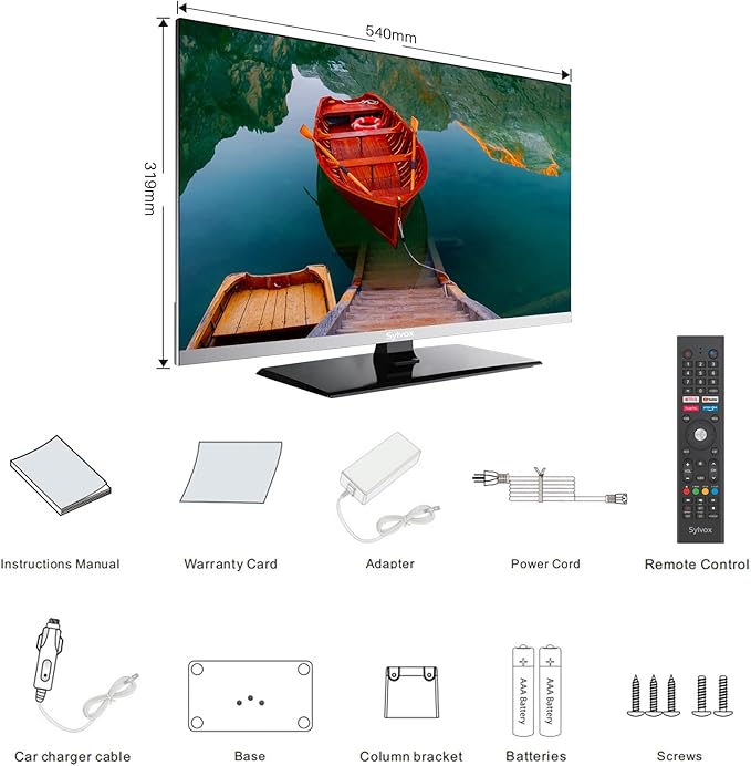 SYLVOX 32 Inch TV 12 Volt Smart TV FHD 1080P Digital Video Disc Player Built-in ARC CEC WiFi Wireless Connection Support, Suitable for RV Camper Kitchen Bedroom Boat(Limo Series),Black