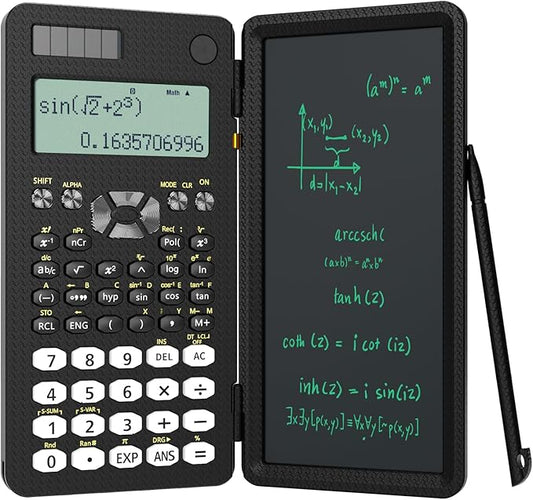 Scientific Calculator for Students, 82MS Foldable Science Calculator with Notepad Solar Energy Science Calculators for Middle and High School Supplies (82MS Black)
