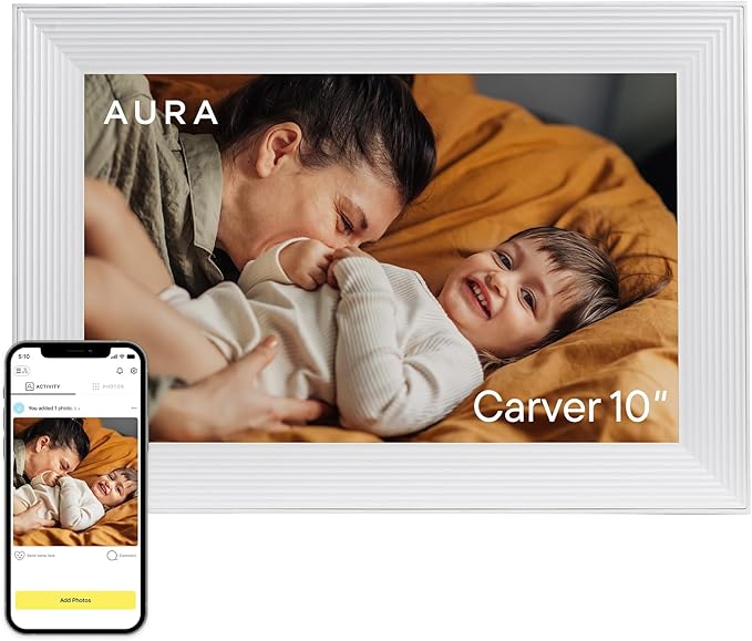 Aura Carver WiFi Digital Picture Frame | The Best Digital Frame for Gifting | Send Photos from Your Phone | Quick, Easy Setup in Aura App | Free Unlimited Storage | Sea Salt