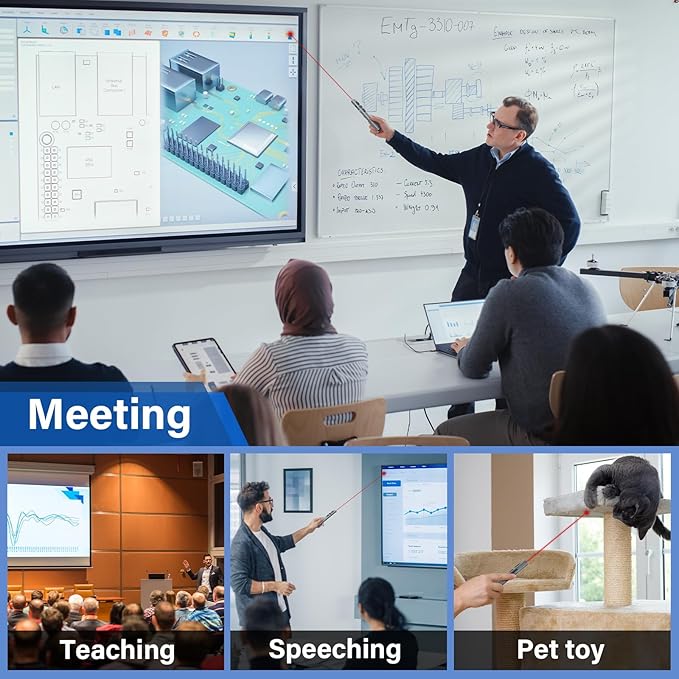 2-in-1 USB Type C Presentation Clicker, Rechargeable Wireless Presenter Remote, Clicker for PowerPoint Presentations, Pointer for Presentations Slide Advancer with Volume Control for Mac,Computer, PPT