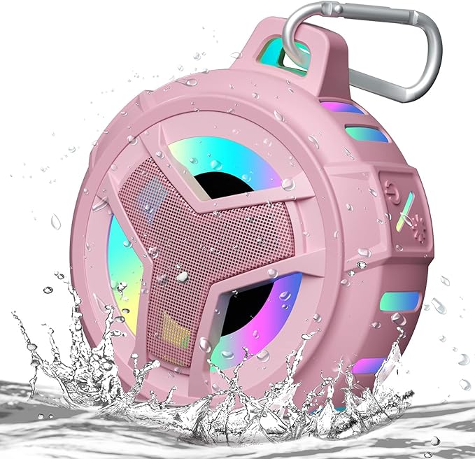 EBODA Bluetooth Shower Speaker, IP67 Waterproof Portable Wireless Small Speakers, Floating, 24H Playtime for Home, Beach, Pool, Kayak, Hiking, Boat Accessories, Gifts for Women, Girls - Pink