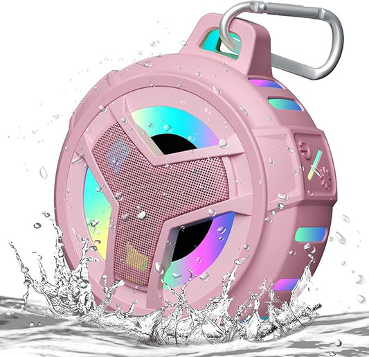 EBODA Bluetooth Shower Speaker, IP67 Waterproof Portable Wireless Small Speakers, Floating, 24H Playtime for Home, Beach, Pool, Kayak, Hiking, Boat Accessories, Gifts for Women, Girls - Pink