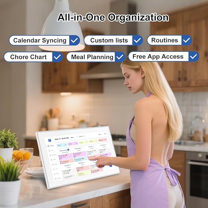 Akimart 15.6 inch Wall Planner Digital Calendar & Chore Chart, Smart Touchscreen Interactive Display for Family Schedules, Hearth Display Digital Calendar, Great for Organizing Your 2025 Year