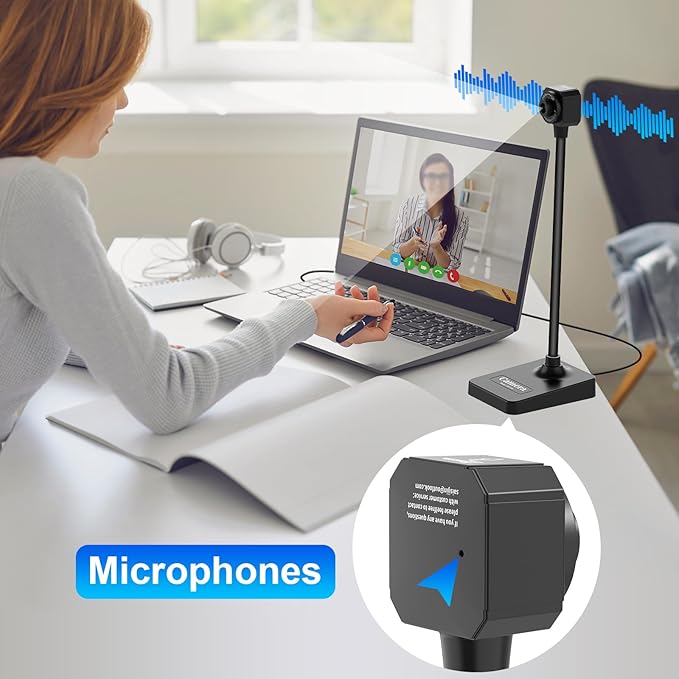 AlKOR USB Document Camera for Teaching & Distance Learning,Manual Focus Webcam with Mic, Foldable Design for Mac/Windows/Chromebook-Online Classes, Web Conferencing & Live Demos,Remote Work