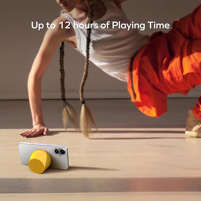 MOMAX Mini Portable Bluetooth Speaker - Magnetic Waterproof Speaker with Balanced Sound, 12H Playtime, Indoor Speaker True Wireless Stereo Pairing for Home, Bedroom, Bathroom, Gift Ideas, Black