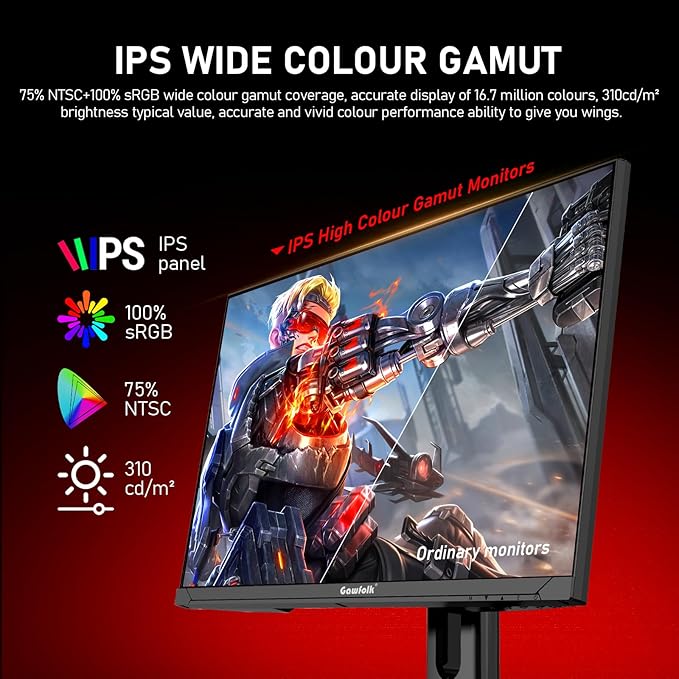 27 inch 2K QHD(2560×1440) PC Screen, 180Hz Gaming Monitor, 1ms Without Bezel, FreeSync,100% sRGB, 178° Wide Viewing Angle, HDMI2.0、DisplayPort, 75 * 75MM Wall Mount Compatible - Black