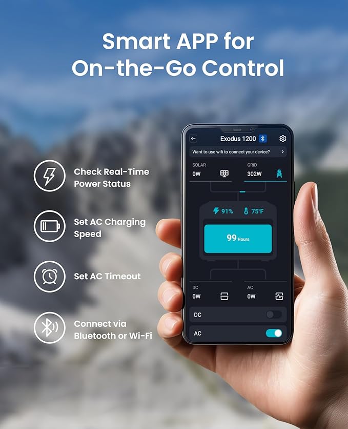 OUPES Exodus 1200 Portable Power Station 1200W, 992Wh Durable LFP Battery Solar Generator w/ 3 1200W AC Outlets (Peak 3600W), 140W USB-C, UPS, for Camping, RVing, Home Backup (Solar Panel Optional)