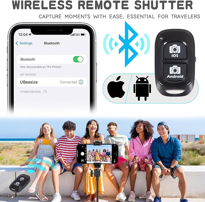 UBeesize 92’’ Cell Phone Tripod Stand with 16.5’’ Gooseneck and Remote, Overhead Tripod with Adjustable 360°Ball Head & Phone Holder for iPhone17 Pro Max/Pro/Plus/ /16/15/14/13, Android Cell Phone