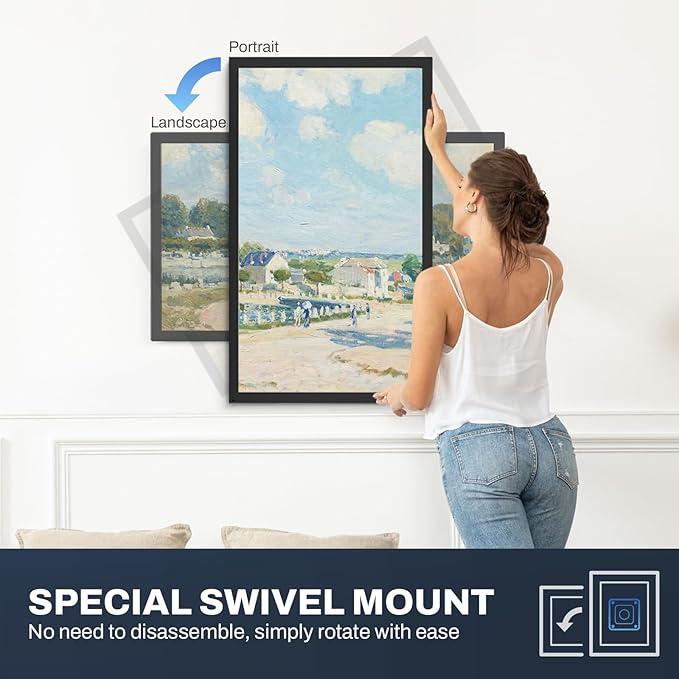 32 inch Large Digital Picture Frame, 1920x1080 FHD Matte Display, WiFi Digital Photo Frame with Remote, 64GB Storage, Auto-Rotate, Share Photo/Video via Apps/Email, USB/Mirco SD, Black