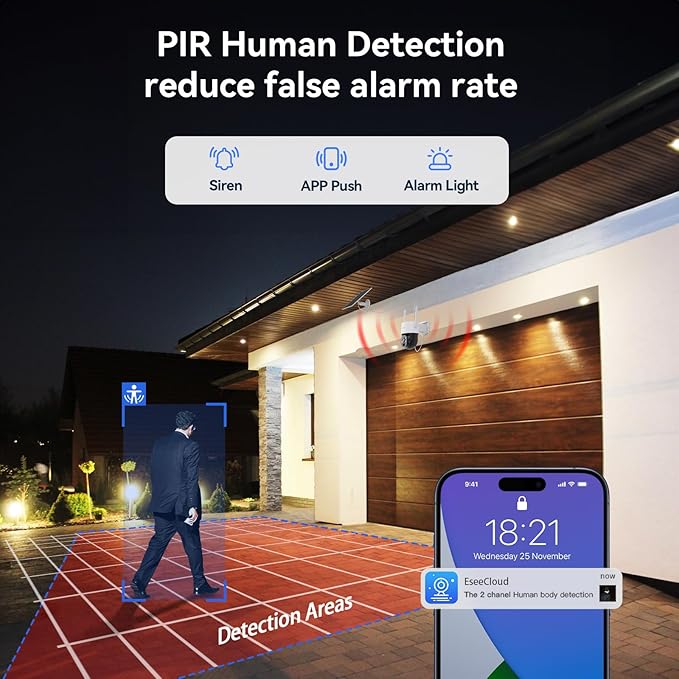 Solar Cameras Wireless Outdoor with 10'' Monitor, 4pcs 2K 3MP Solar Powered Home Security Cameras, Full Color Night Vision, 360° Pan Tilt, Human Detection, 2.4G/5G WiFi 10CH NVR with 500G HDD