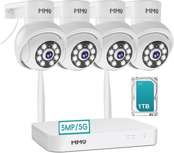 【Wireless Pro, 3K &10CH】5MP Outdoor Security Camera System Wireless, 4pcs WiFi Cameras Home Security System Video Surveillance with 1TB HDD, 7/24 Record,100FT Color Night Vision,Auto Track,2 way Talk