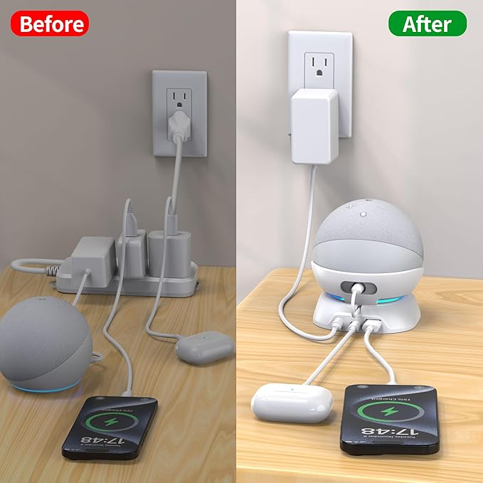 HomeMount Versatile Charging Stand - Convenient Charging Solution for Your Mobiles Earbuds and Echo Dot (4th/5th Gen, 2020/2022 Release) (White)