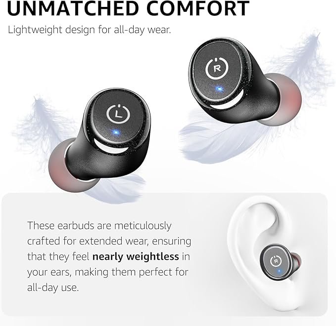 TOZO T10 Wireless Earbuds Bluetooth 5.3 Headphones, App Customize EQ, Ergonomic Design, 55H Playtime, Wireless Charging Case, IPX8 Waterproof Sound in-Ear Headset, 2025 New Version