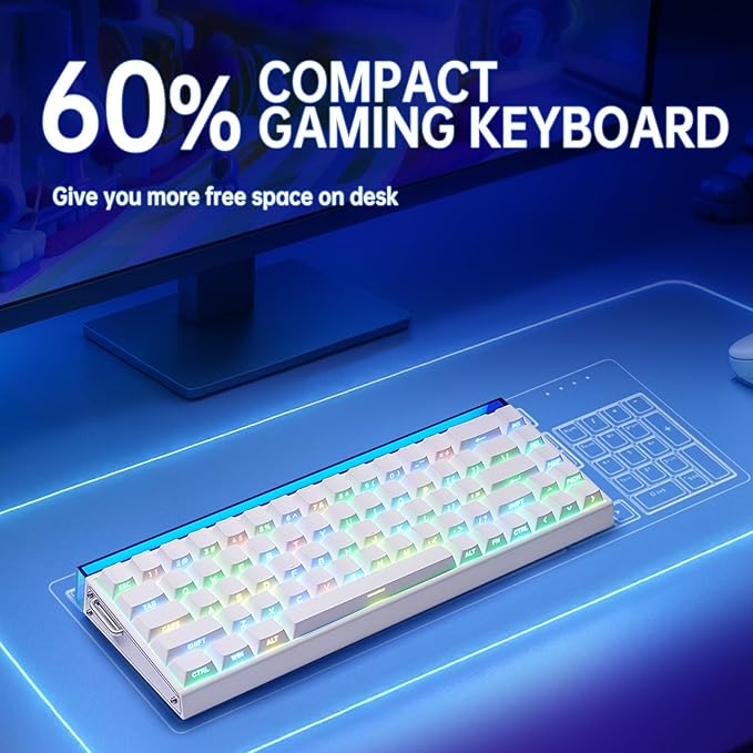 X Aula Gaming Keyboard, Wired 60 Percent Mini Keyboard Mechanical, Hall Effect Magnetic Switch Hot Swappable, 8000 Hz Polling Rate Fast Response Keyboards for PC/Mac Gamer/Typist/Travel